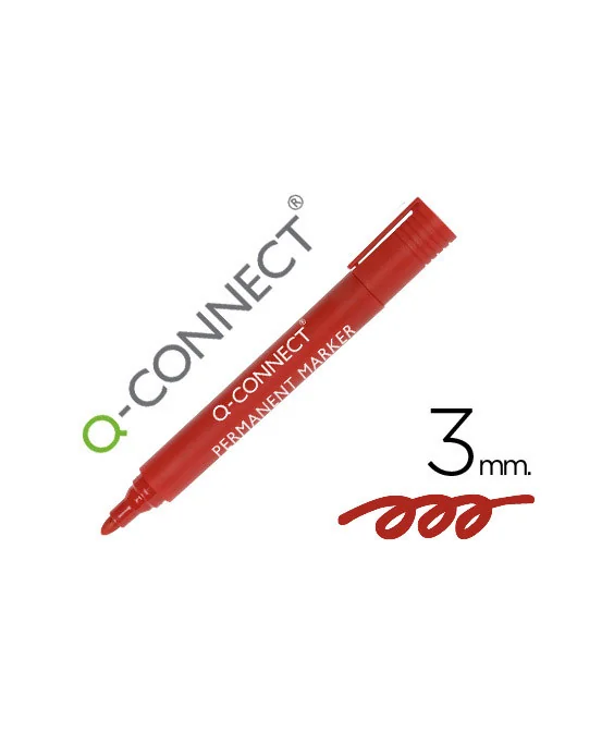 Marcador Q-Connect Permanente Vermelho Ponta Redonda 3mm Marcador Q-Connect Permanente Vermelho Ponta Redonda 3mm
