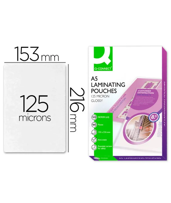 Bolsa Plastificar Q-Connect A5 153x216mm 125 Microns Cx 100 Unidades Bolsa Plastificar Q-Connect A5 153x216mm 125 Microns Cx 100 Unidades