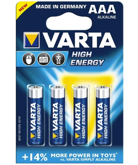 Blister 4 Pilhas Alcalina Varta High Energy 1.5V 4903 AAA Blister 4 Pilhas Alcalina Varta High Energy 1.5V 4903 AAA