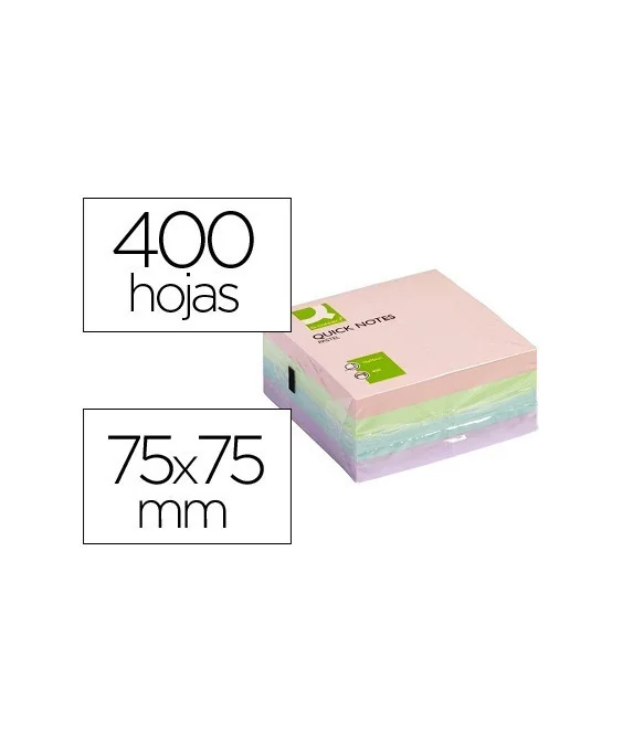 Bloco Notas Adesivas Q-Connect Cor Pastel 75x75mm Bloco Notas Adesivas Q-Connect Cor Pastel 75x75mm