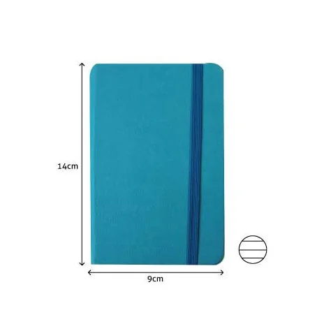 Bloco Notas Pautado 14x9cm Semi Pele Azul Turquesa 116fls Bloco Notas Pautado 14x9cm Semi Pele Azul Turquesa 116fls