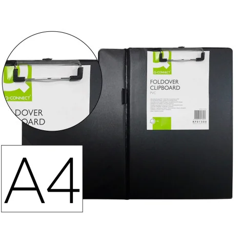 Capa Porta Notas Q-Connect com Mola Miniclip A4 Preta Capa Porta Notas Q-Connect com Mola Miniclip A4 Preta