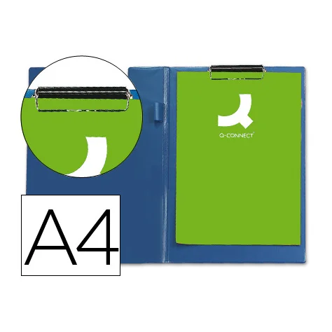 Capa Porta Notas Q-Connect com Mola Miniclip A4 Azul Capa Porta Notas Q-Connect com Mola Miniclip A4 Azul