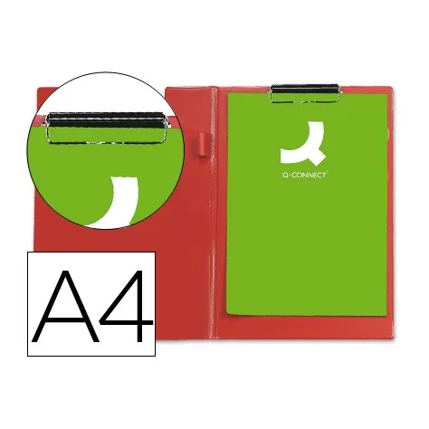 Capa Porta Notas Q-Connect com Mola Miniclip A4 Vermelha Capa Porta Notas Q-Connect com Mola Miniclip A4 Vermelha