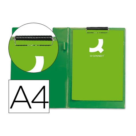 Capa Porta Notas Q-Connect com Mola Miniclip A4 Verde Capa Porta Notas Q-Connect com Mola Miniclip A4 Verde