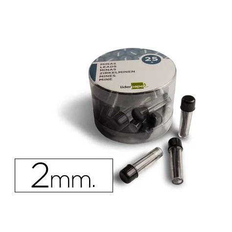 Tubo com Minas para Compassos 2mm C/3 Minas Liderpapel Tubo com Minas para Compassos 2mm C/3 Minas Liderpapel