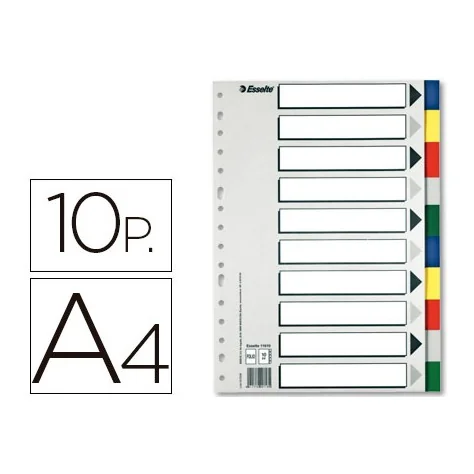 Separadores Esselte Plásticos 10 Posições Cores Sortidas Separadores Esselte Plásticos 10 Posições Cores Sortidas