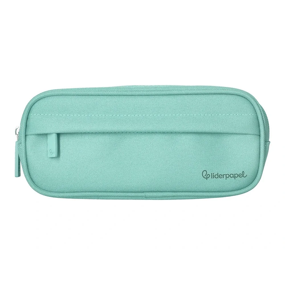 Estojo Escolar Liderpapel Classic Oval 2 Fechos C/ Bolso Frontal 210x90mm Verde Maça