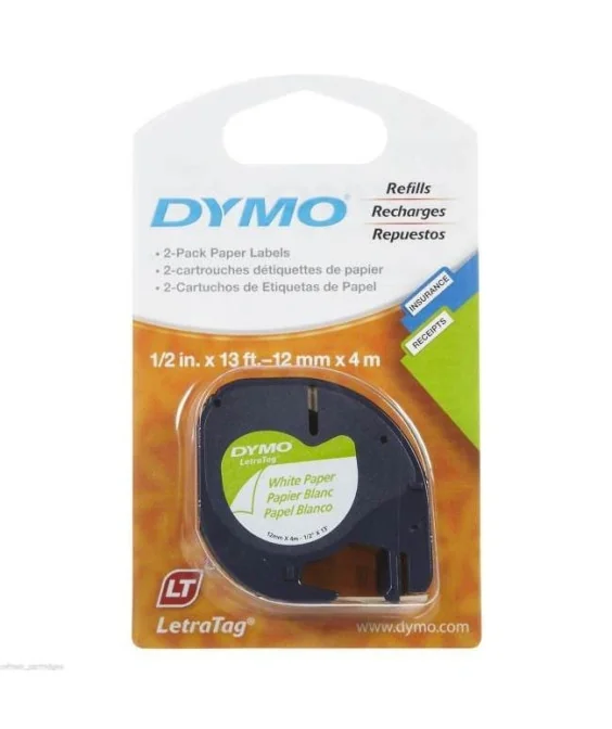 Fita Dymo Papel Letratag 12mm x 4M 91200 Preto / Branco Fita Dymo Papel Letratag 12mm x 4M 91200 Preto / Branco