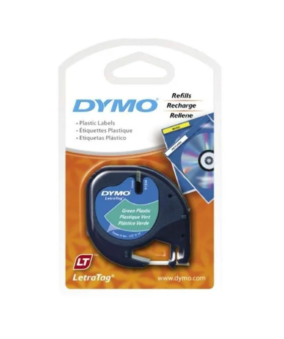 Fita Dymo Plástico Letratag 12mm x 4M 91204 Preto / Verde Fita Dymo Plástico Letratag 12mm x 4M 91204 Preto / Verde