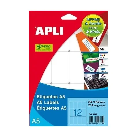 85126001863 - Etiquetas Adesivas Brancas APLI A5 1863 13x50mm 600 Etiq. 85126001863 - Etiquetas Adesivas Brancas APLI A5 1863 13x50mm 600 Etiq.