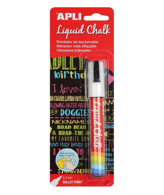 Marcador de Giz Liquido Apli Ponta Redonda 5.5mm 13954 Branco Marcador de Giz Liquido Apli Ponta Redonda 5.5mm 13954 Branco
