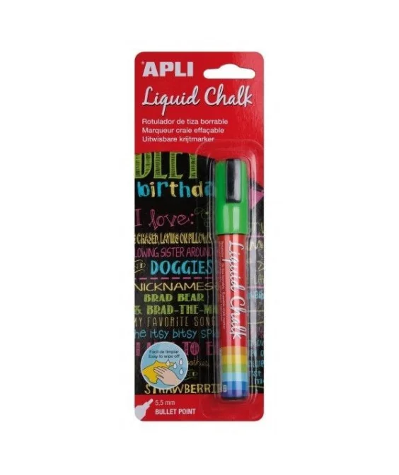 Marcador de Giz Liquido Apli Ponta Redonda 5.5mm 13958 Verde
