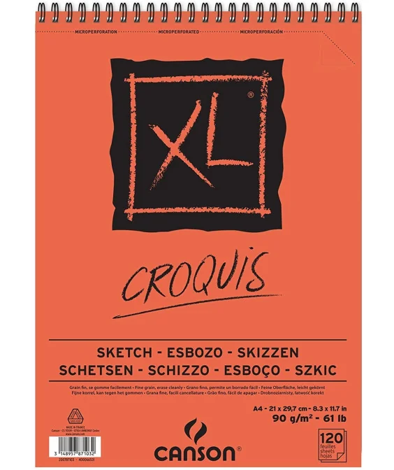Bloco Canson XL Croquis 120Fls. 90gr A4 787103 Bloco Canson XL Croquis 120Fls. 90gr A4 787103