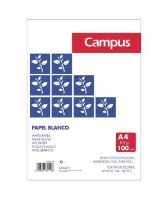 Pack 100 Folhas Papel Fotocópia Campus Double A Premium A4 80g Branco