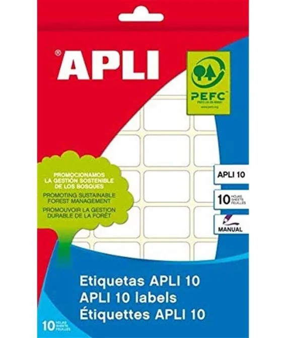 Pack 10Fls. Etiquetas Adesivas Brancas APLI 1649 32x41mm Pack 10Fls. Etiquetas Adesivas Brancas APLI 1649 32x41mm