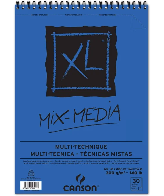 Bloco Canson XL Mix Media 30Fls. 300g A4 807215 Bloco Canson XL Mix Media 30Fls. 300g A4 807215