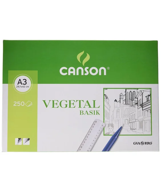 Pack c/250 Folhas Papel Vegetal Canson Basik A4 90/95gramas Pack c/250 Folhas Papel Vegetal Canson Basik A4 90/95gramas