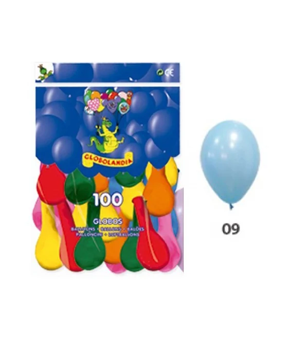 Saco c/100 Balões Lisos Opacos 10P 09 Azul Claro Saco c/100 Balões Lisos Opacos 10P 09 Azul Claro