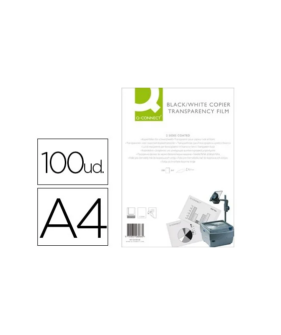 Acetato Q-Connect A4 Para Fotocópias duas faces Caixa C/ 100 Unidades Acetato Q-Connect A4 Para Fotocópias duas faces Caixa C/ 100 Unidades