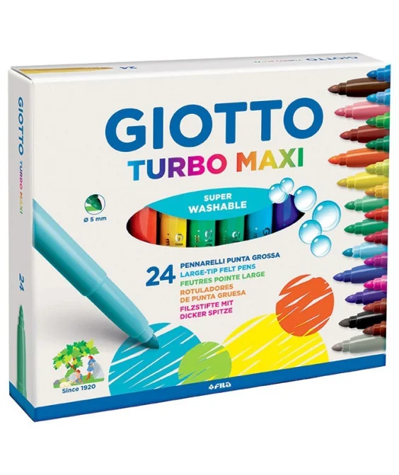 Caixa 24 Marcadores Feltro Giotto TurboMaxi 455000 Caixa 24 Marcadores Feltro Giotto TurboMaxi 455000