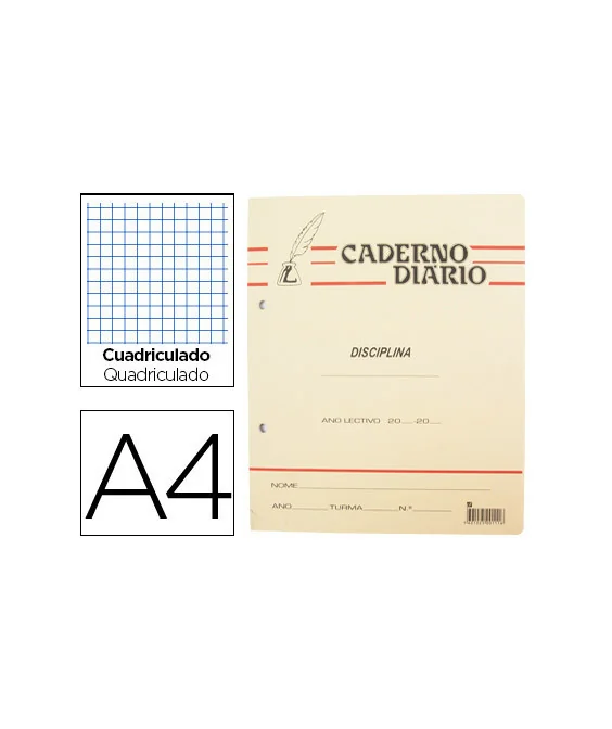 Caderno Liceal Agrafado Pena Diário Quadriculado Caderno Liceal Agrafado Pena Diário Quadriculado