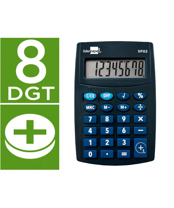 Calculadora de Bolso Liderpapel XF02 8 Dígitos Azul 99x64x9mm Calculadora de Bolso Liderpapel XF02 8 Dígitos Azul 99x64x9mm