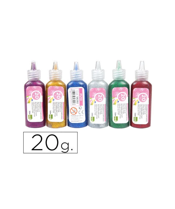 Frasco 20gCola Glitter Purpurinas Liderpapel Cores Sortidas Metálicas Frasco 20gCola Glitter Purpurinas Liderpapel Cores Sortidas Metálicas