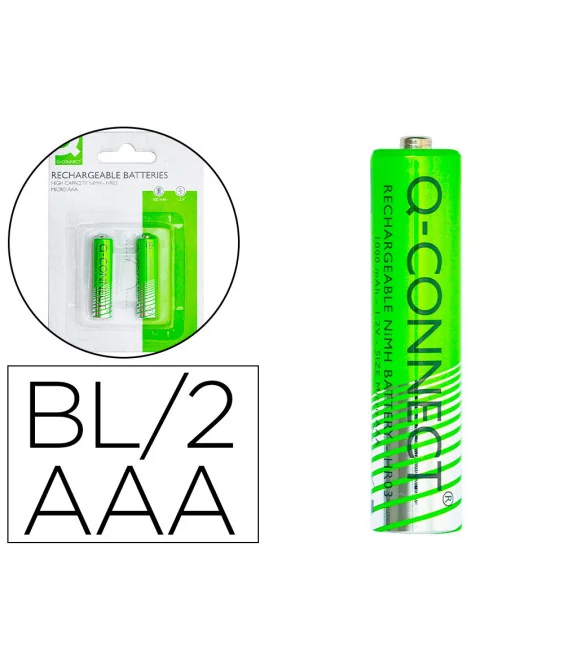 Pilhas Q-Connect Alcalinas AAA Recarregáveis Blister C/2 Unidades Pilhas Q-Connect Alcalinas AAA Recarregáveis Blister C/2 Unidades