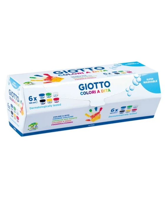 Caixa c/6 Boiões Pintura a Dedos Giotto 100 ml 534100 Caixa c/6 Boiões Pintura a Dedos Giotto 100 ml 534100