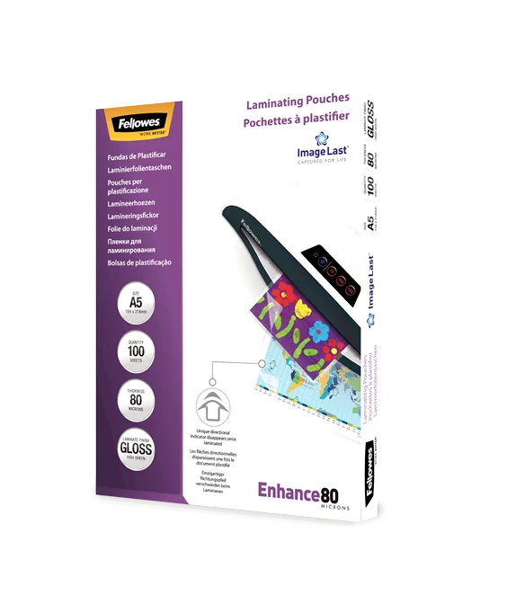 Caixa com 100 Bolsas Plastificar Fellowes 80M A5 Caixa com 100 Bolsas Plastificar Fellowes 80M A5
