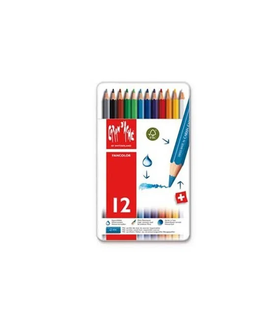 Caixa Metálica 12 Lápis de Cor Aguarela Caran d Ache Fancolor Caixa Metálica 12 Lápis de Cor Aguarela Caran d Ache Fancolor