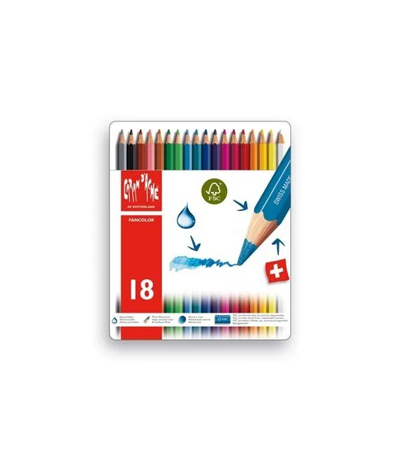 Caixa Metálica 18 Lápis de Cor Aguarela Caran d Ache Fancolor Caixa Metálica 18 Lápis de Cor Aguarela Caran d Ache Fancolor